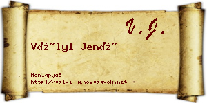 Vályi Jenő névjegykártya